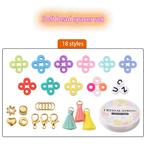 

PandaHall DIY Heishi Beads Jewelry Set Making Kit, Including Polymer Clay Beads, Polycotton Tassels, Alloy & Brass Spacer Beads, Alloy..., Multicolor