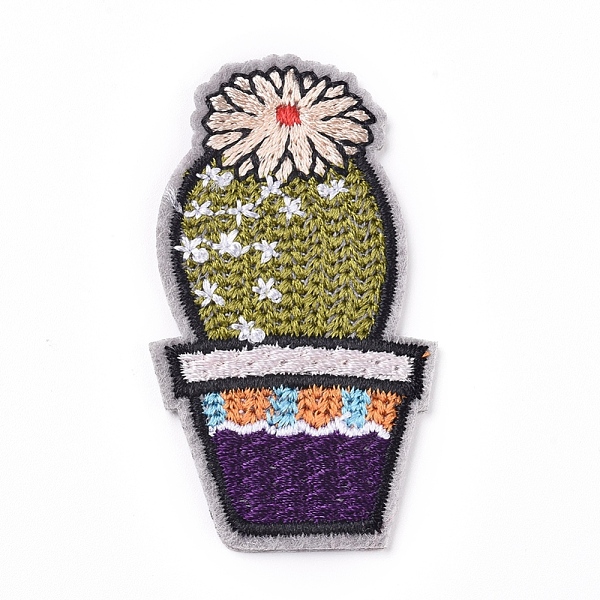 

PandaHall Computerized Embroidery Cloth Iron on/Sew on Patches, Costume Accessories, Appliques, for Backpacks, Clothes, Cactus, Olive..., Green