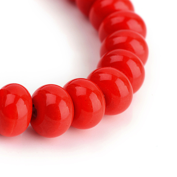 

PandaHall Handmade Porcelain Beads, Bright Glazed Porcelain, Rondelle, Red, 8x5mm, Hole: 1~2mm Porcelain Rondelle Red