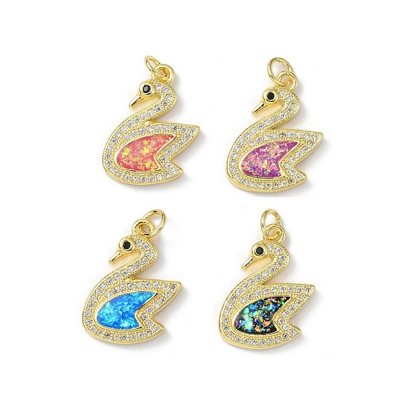 

PandaHall Brass Micro Pave Cubic Zirconia Pendants, with Synthetic Opal and Jump Ring, Real 18K Gold Plated, Swan, Real 18K Gold Plated..., Multicolor