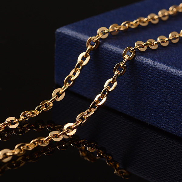 

PandaHall 3.28 Feet 304 Stainless Steel Cable Chains, Unwelded, Flat Oval, Golden, 4x3x0.8mm 304 Stainless Steel
