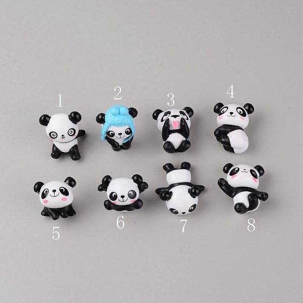 

PandaHall Cute Plastic Panda Display Decorations Sets, Black, 20~46x28~34x19~33mm, 8pcs/set Plastic Panda Black