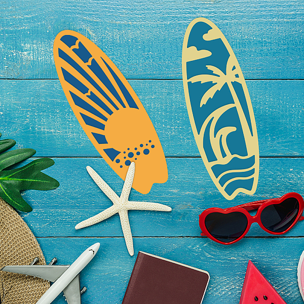 

PandaHall GLOBLELAND 6Pcs Surfboard Cutting Dies Metal Ocean Flower Sand Beach Surfboard Die Cuts Embossing Stencils Template for Paper Card...