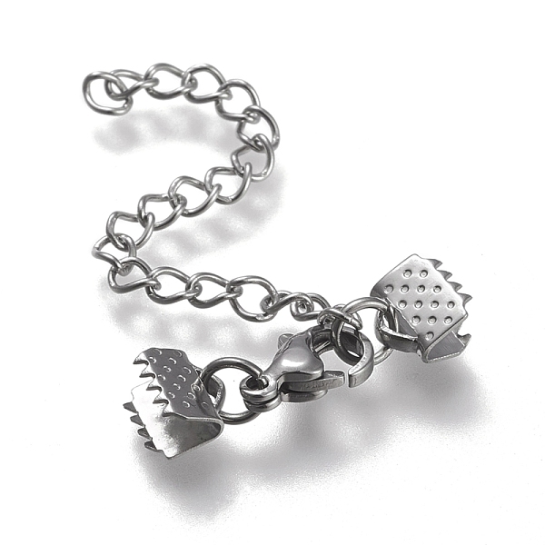 

PandaHall 304 Stainless Steel Curb Chain Extender, with Lobster Claw Clasps and Ribbon Crimp Ends, Stainless Steel Color, 25mm long, Ribbon...