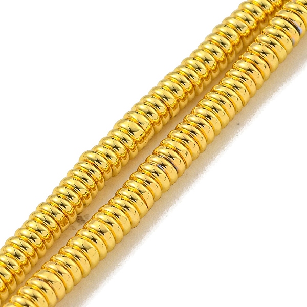 

PandaHall Electroplated Synthetic Non-Magnetic Hematite Beads Strands, Rondelle, Golden Plated, 2x1mm, Hole: 0.9mm, about 392pcs/strand...
