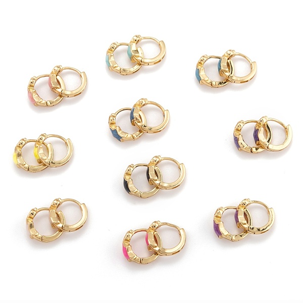 

PandaHall Brass Micro Pave Clear Cubic Zirconia Huggie Hoop Earrings, with Enamel, Star, Real 18K Gold Plated, Mixed Color, 13x2~6.5mm, Pin..., Multicolor