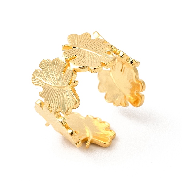 

PandaHall Ion Plating(IP) 304 Stainless Steel Maple Leaf Open Cuff Ring for Women, Real 18K Gold Plated, Inner Diameter: US Size 6 3/4...