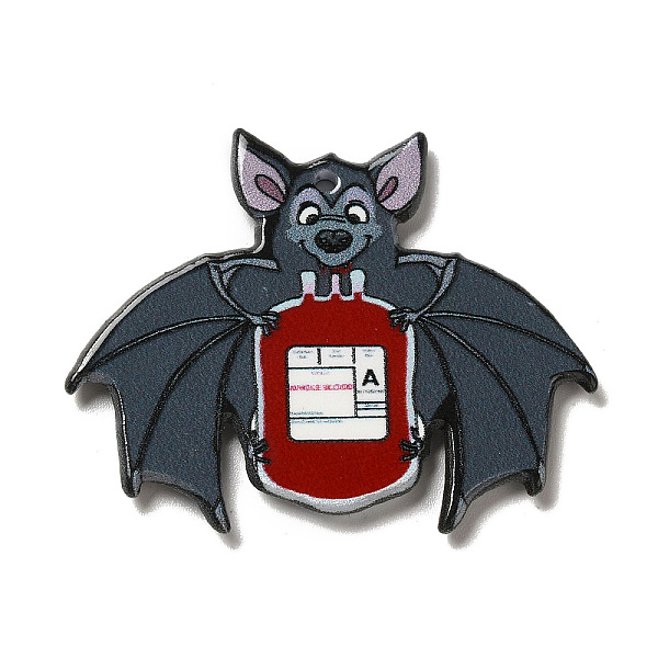 

PandaHall Halloween Printed Acrylic Pendants, Bat Charm, Slate Gray, 35.5x44x2.5mm, Hole: 1.8mm Acrylic Bat