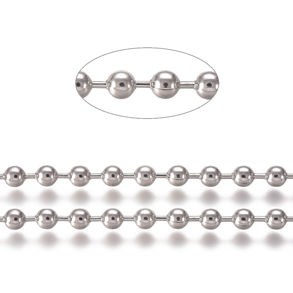 

PandaHall 304 Stainless Steel Ball Chains, with Card Paper, Stainless Steel Color, 3.2mm 304 Stainless Steel