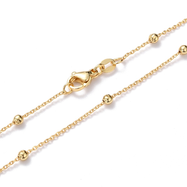 

PandaHall Brass Cable Chain Necklaces, with Round Beads and Lobster Claw Clasps, Long-Lasting Plated, Real 18K Gold Plated, 18.1~18.50 inch...