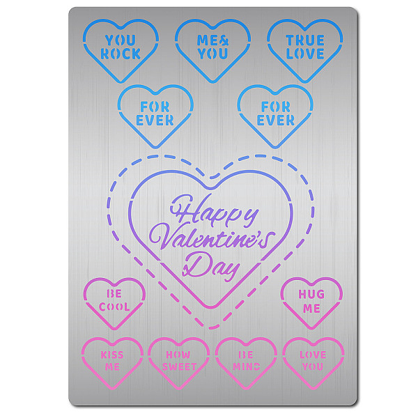 

PandaHall GORGECRAFT Valentine's Day Metal Stencils Heart Love Drawing Painting Templates Reusable Stainless Steel Stencil for Valentine's...