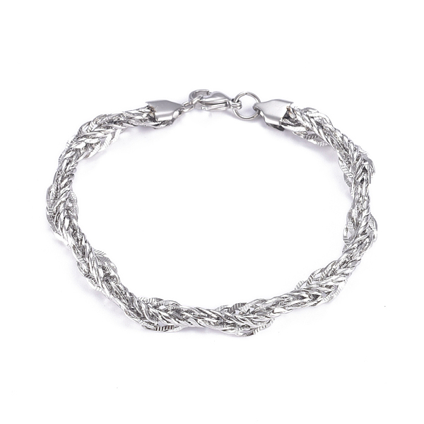 

PandaHall 304 Stainless Steel Rope Chain Bracelets, with Lobster Claw Clasps, Stainless Steel Color, 8-5/8 inch(22cm), 7mm 304 Stainless...