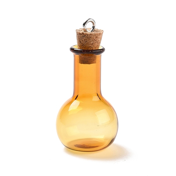 

PandaHall Glass Pendants, with Wood Bottle Stopper and Platinum Alloy Loops, Bulb Shaped, Orange, 34x18mm, Hole: 2mm Alloy+Glass Bottle...