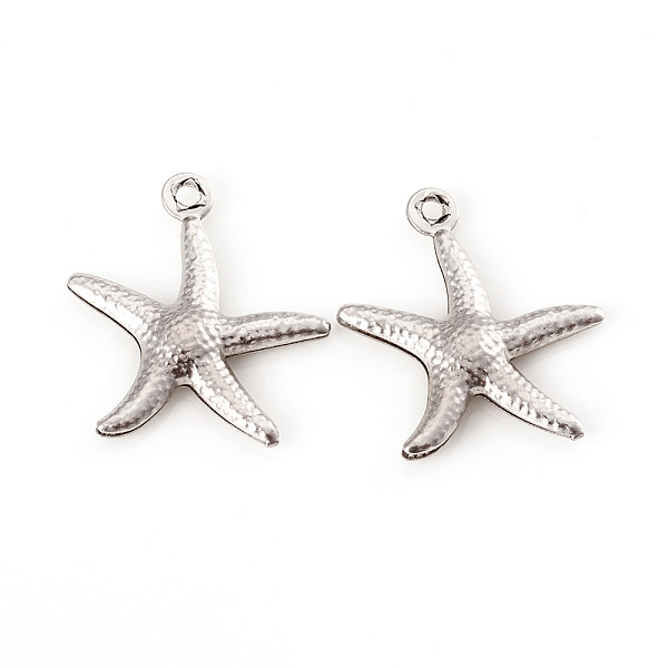 

PandaHall 304 Stainless Steel Pendants, Starfish, Stainless Steel Color, 17.5x15x2mm, Hole: 1mm 304 Stainless Steel Starfish