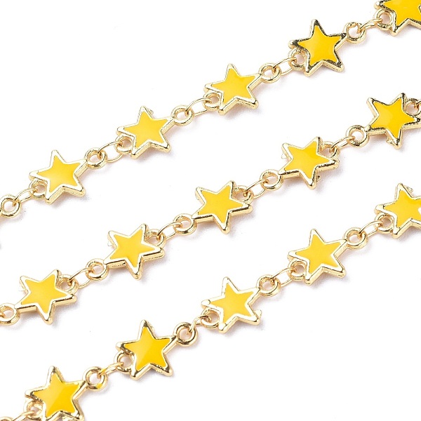 

PandaHall Handmade Alloy Enamel Star Link Chains, with Spool, Soldered, Long-Lasting Plated, Lead Free & Cadmium Free, Golden, Gold...