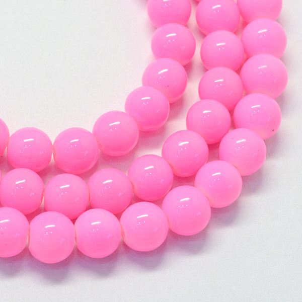 

PandaHall Baking Painted Glass Round Bead Strands, Pearl Pink, 8.5~9mm, Hole: 1.5mm, about 105pcs/strand, 31.8 inch Glass Round Pink