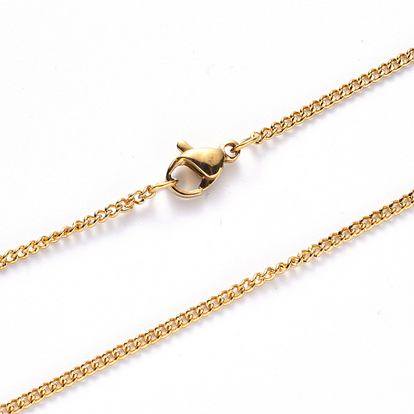 

PandaHall Vacuum Plating 304 Stainless Steel Curb Chain Necklace, with Lobster Claw Clasp, Golden, Link: 3x2x0.6mm, 19.68 inch(50cm)...