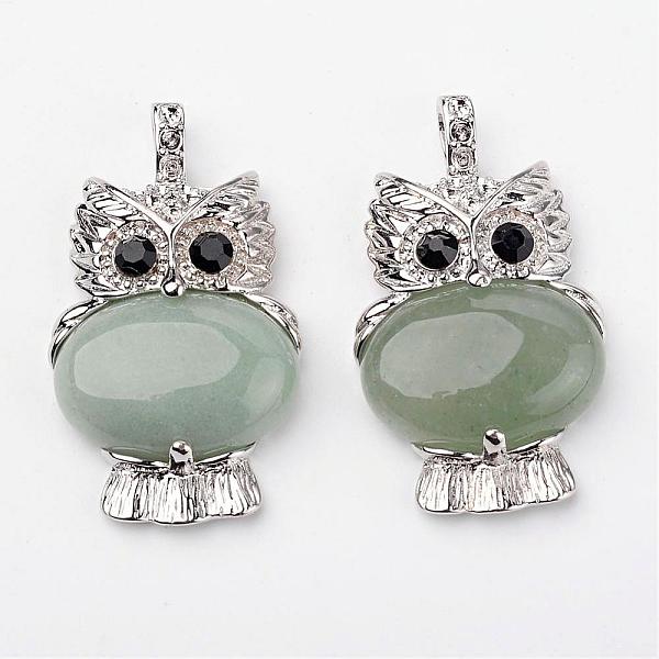 

PandaHall Natural Green Aventurine Pendants, Owl, with Brass Findings, Platinum, Lead Free & Nickel Free, 45x25x8mm, Hole: 4x6mm Green...