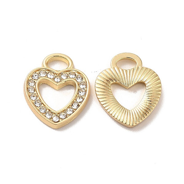 

PandaHall Rhinestone Pandants, with Rack Plating Golden Alloy Findings, Nickel Free, Hollow Out Heart Charms, Crystal, 13x11x1.5mm, Hole..., Clear