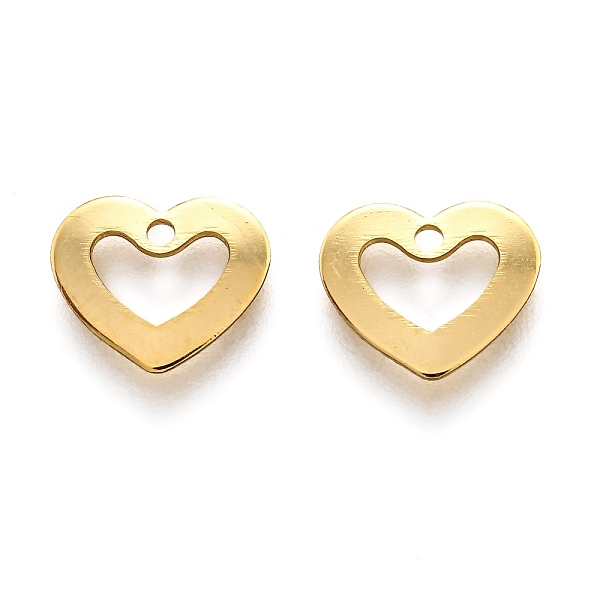

PandaHall 201 Stainless Steel Charms, Laser Cut, Hollow, Heart, Real 18k Gold Plated, 9x11x0.8mm, Hole: 1.2mm 201 Stainless Steel Heart