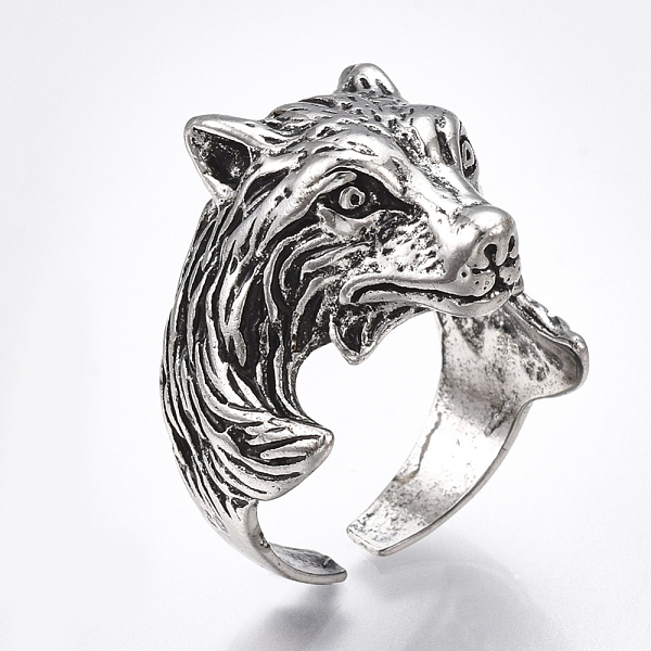

PandaHall Alloy Cuff Finger Rings, Wide Band Rings, Wolf, Antique Silver, US Size 9 3/4(19.5mm) Alloy
