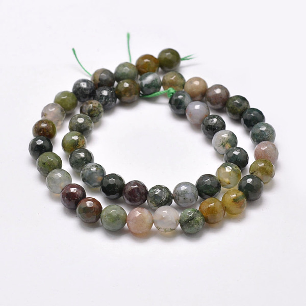 

PandaHall Natural Indian Agate Beads Strands, Round, Faceted, Dark Green, 8mm, Hole: 1mm, about 48pcs/strand, 15.1 inch Indian Agate Round...