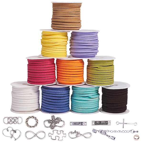 

PandaHall SUNNYCLUE DIY Ornament Accessories Making, with Faux Suede Cord, Ends With Extender Chain And Clasps, Alloy Link and Linking Ring..., Multicolor