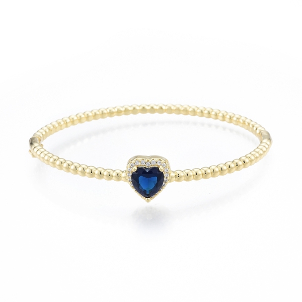 

PandaHall Cubic Zirconia Heart Hinged Bangle, Real 18K Gold Plated Brass Jewelry for Women, Mixed Color, Inner Diameter: 2x2-3/8 inch..., Multicolor