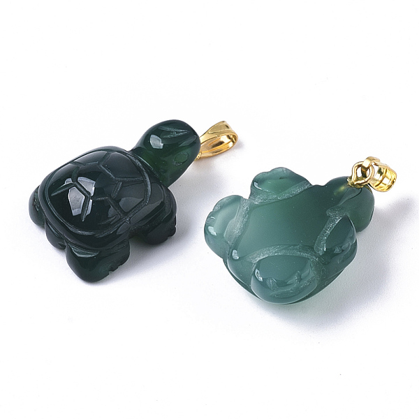 

PandaHall Natural Agate Pendants, with Golden Plated Metal(Brass or Iron Materials Random Delivery) Snap On Bails, Dyed, Tortoise, Dark Cyan...