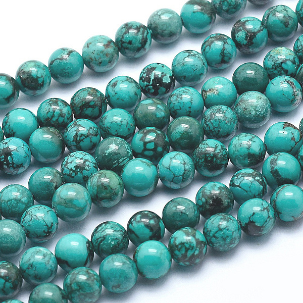 

PandaHall Natural Magnesite Beads Strands, Dyed, Round, 6~6.5mm, Hole: 1mm, about 64pcs/strand, 15.7 inch(40cm) Magnesite Round Cyan