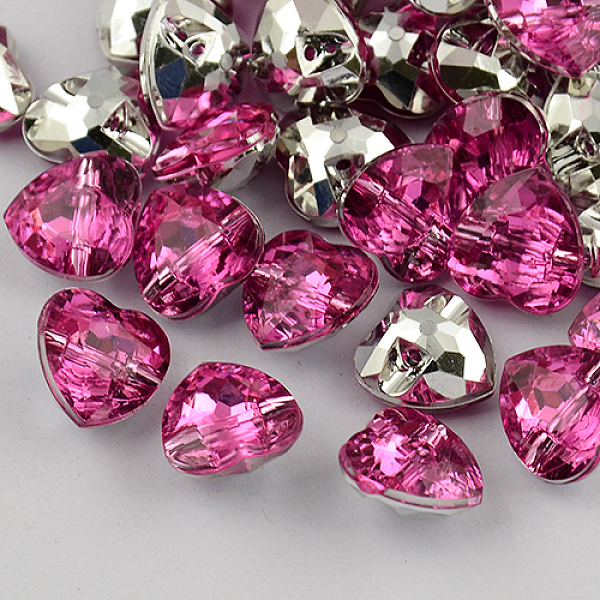 

PandaHall 1-Hole Taiwan Acrylic Rhinestone Heart Buttons, Faceted & Silver Plated Pointed Back, Magenta, 13x13x7mm, Hole: 1mm Acrylic..., Pink