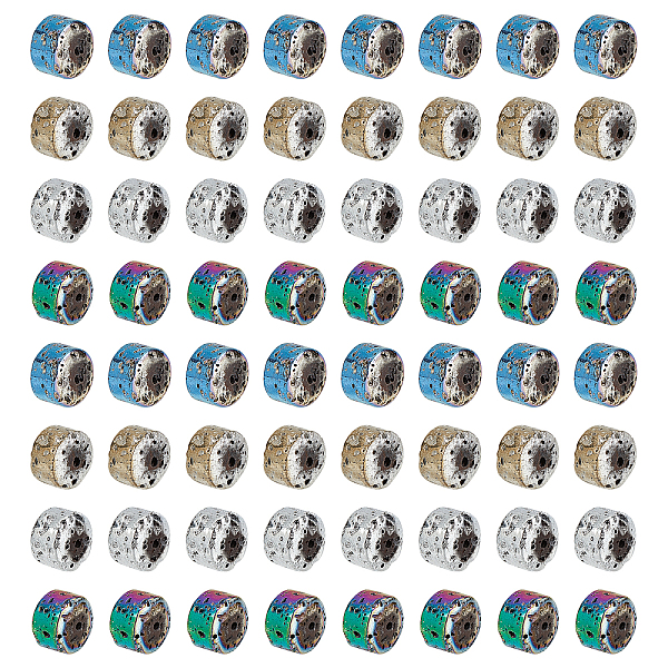 120 pièces 4 couleurs brins de perles de pierre de lave naturelle galvanisées