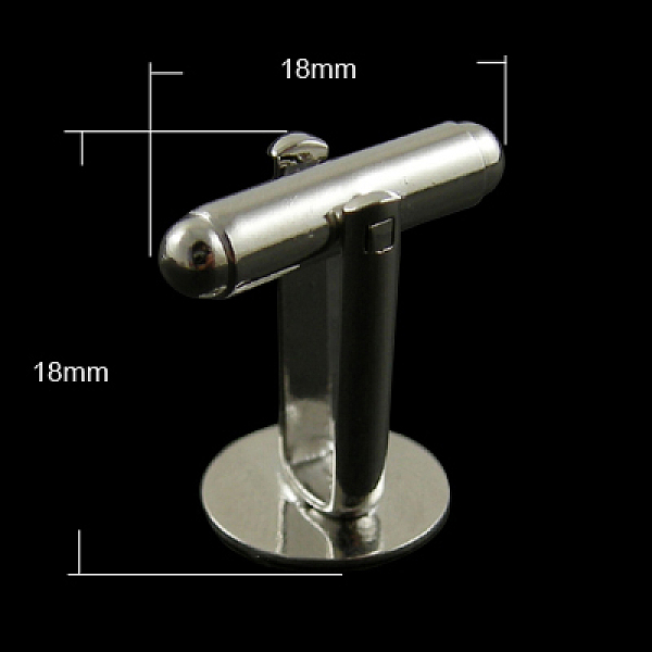 

PandaHall Brass Cuff Button, Cufflink Findings for Apparel Accessories, Nickel Free, Platinum, 18x18mm, Tray: 12mm Brass Flat Round