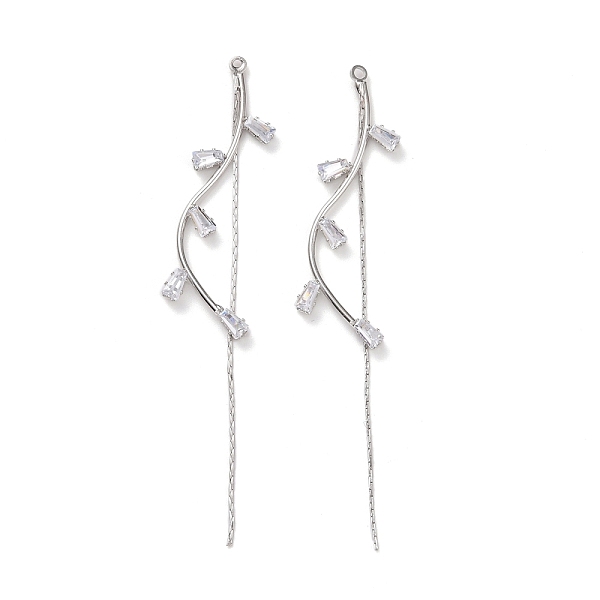 

PandaHall Brass Long Tassel Pendants, with Crystal Rhinestone, Twist Wave, Platinum, 77~80x14x2.5mm, Hole: 8mm Rhinestone Twist