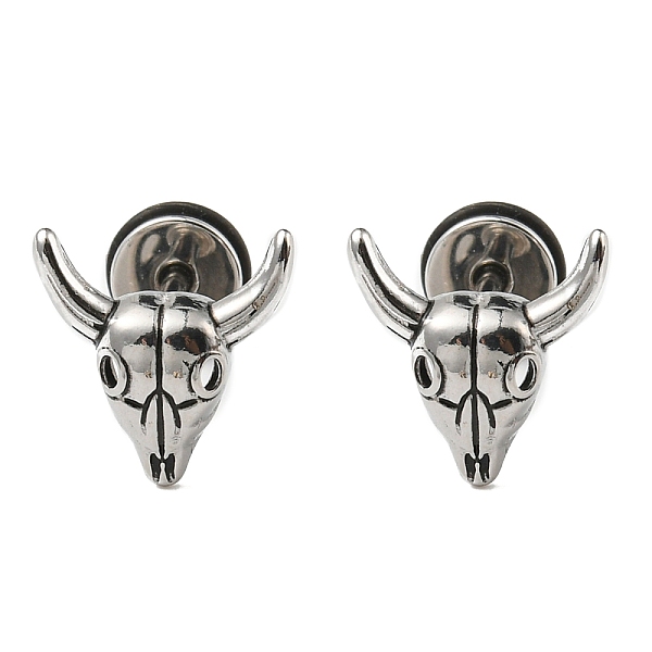 

PandaHall 304 Stainless Steel Stud Earrings, Cattle, Antique Silver, 12x11.5mm 304 Stainless Steel Cattle