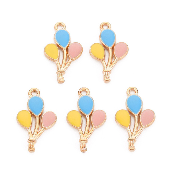 

PandaHall Alloy Enamel Pendants, Cadmium Free & Lead Free, Light Gold, Balloon, Light Sky Blue, 23x14x2mm, Hole: 1.6mm Alloy+Enamel Balloon