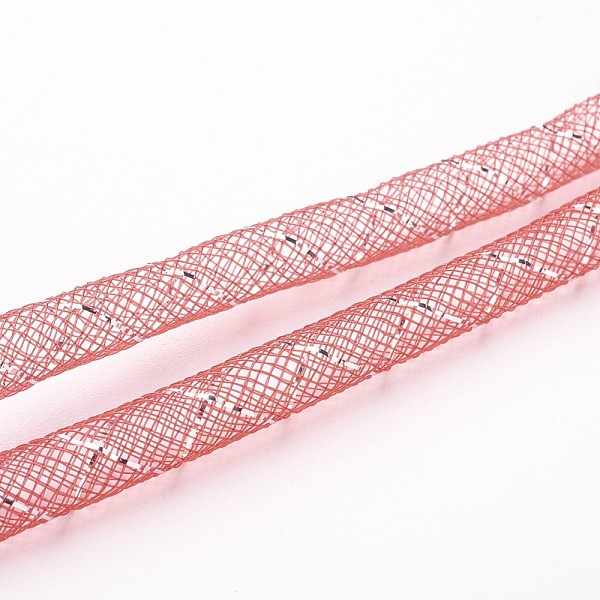 

PandaHall Mesh Tubing, Plastic Net Thread Cord, with Silver Vein, Red, 4mm, 50 yards/Bundle Plastic Red