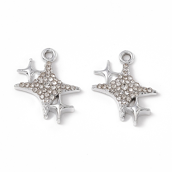 

PandaHall Alloy Crystal Rhinestone Pendants, Star Charm, Platinum, 20x15x3mm, Hole: 1.6mm Alloy+Rhinestone Star Clear