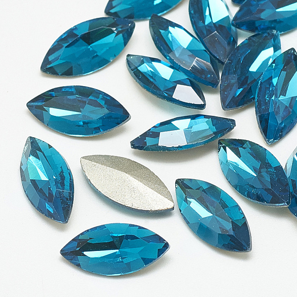 

PandaHall Pointed Back Glass Rhinestone Cabochons, Back Plated, Faceted, Horse Eye, Capri Blue, 15x7x4mm Glass Rhinestone Horse Eye Blue