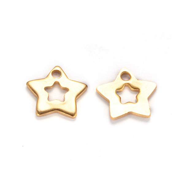 

PandaHall Ion Plating(IP) 304 Stainless Steel Star Charms, Golden, 11x12x1mm, Hole: 1.5mm 304 Stainless Steel Star