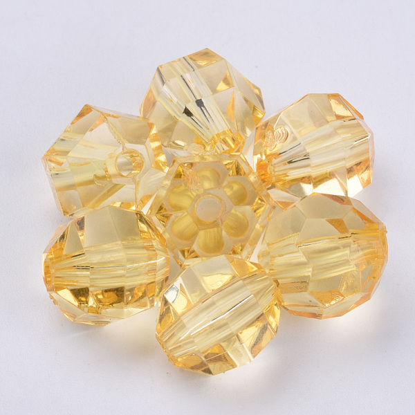 

PandaHall Transparent Acrylic Beads, Faceted, Round, Light Khaki, 20x20mm, Hole: 2.9mm, about 114pcs/500g Acrylic Round