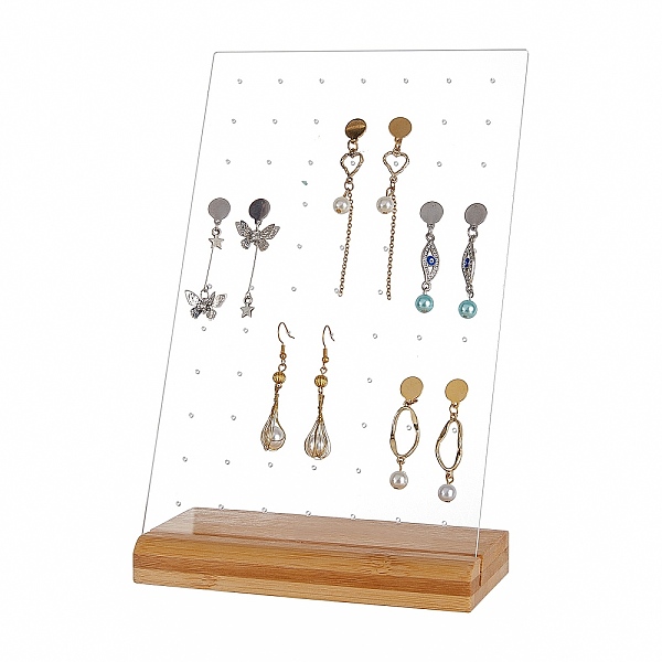 

PandaHall Acrylic Earring Displays, with Wood Pedestal, Rectangle, Clear, 15x7x2cm Acrylic Clear