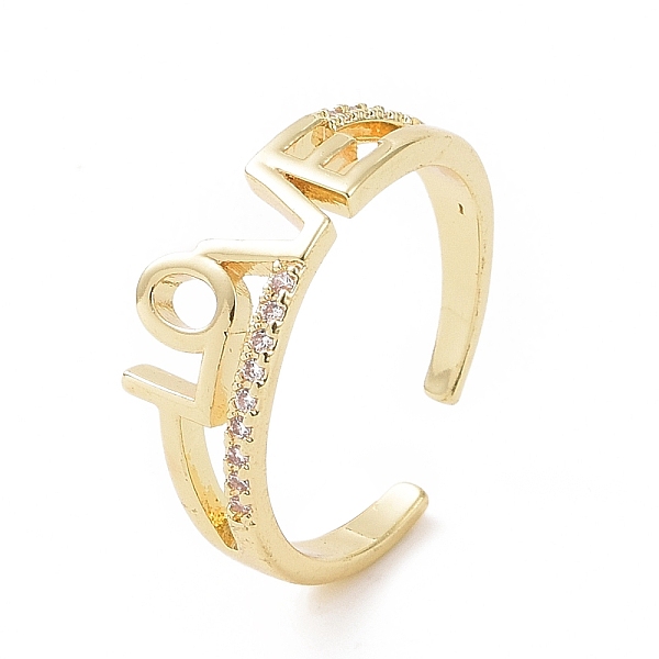 

PandaHall Clear Cubic Zirconia Word Love Open Cuff Ring, Brass Jewelry for Valentine's Day, Golden, Inner Diameter: 16mm Brass+Cubic...