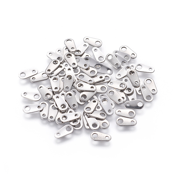 

PandaHall 201 Stainless Steel Chain Tabs, Chain Extender Connectors, Stainless Steel Color, 8x4x0.7mm, Hole: 1mm and 2mm 201 Stainless Steel