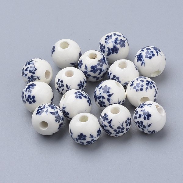 Perles De Porcelaine Imprimées Manuelles