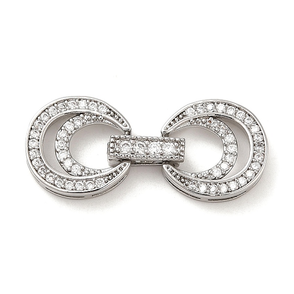 

PandaHall Rack Plating Brass Micro Pave Clear Cubic Zirconia Fold Over Clasps, Long-Lasting Plated, Moon, Platinum, 27mm, Round: 12x11.5x3mm...
