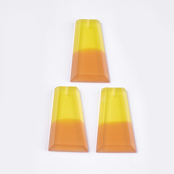 

PandaHall Resin Beads, Two Tone, Half Drilled, Faceted, Trapezoid, Yellow, 37~37.5x21x5mm, Half Hole: 1.2mm Resin Trapezoid Yellow