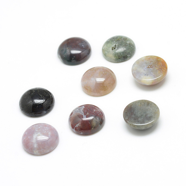 

PandaHall Natural Indian Agate Gemstone Cabochons, Half Round, 20x6.5mm Indian Agate Half Round