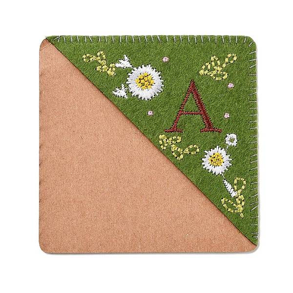 

PandaHall Embroidery Corner Bookmark Personalized Hand Embroidered Bookmark Flower Felt Triangle Corner Page Bookmark Four Season Bookmark...