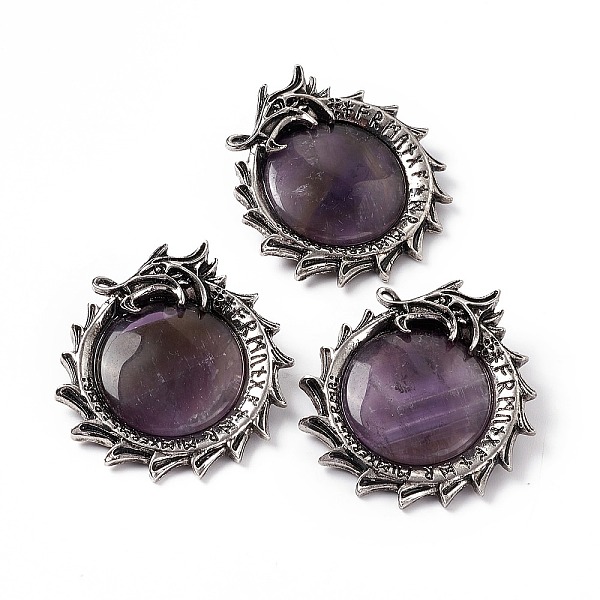 

PandaHall Natural Amethyst Pendants, Dragon Charms, with Rack Plating Antique Silver Tone Alloy Findings, Cadmium Free & Lead Free...